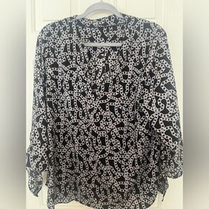 3/4 Tie Sleeve Polyester Blouse